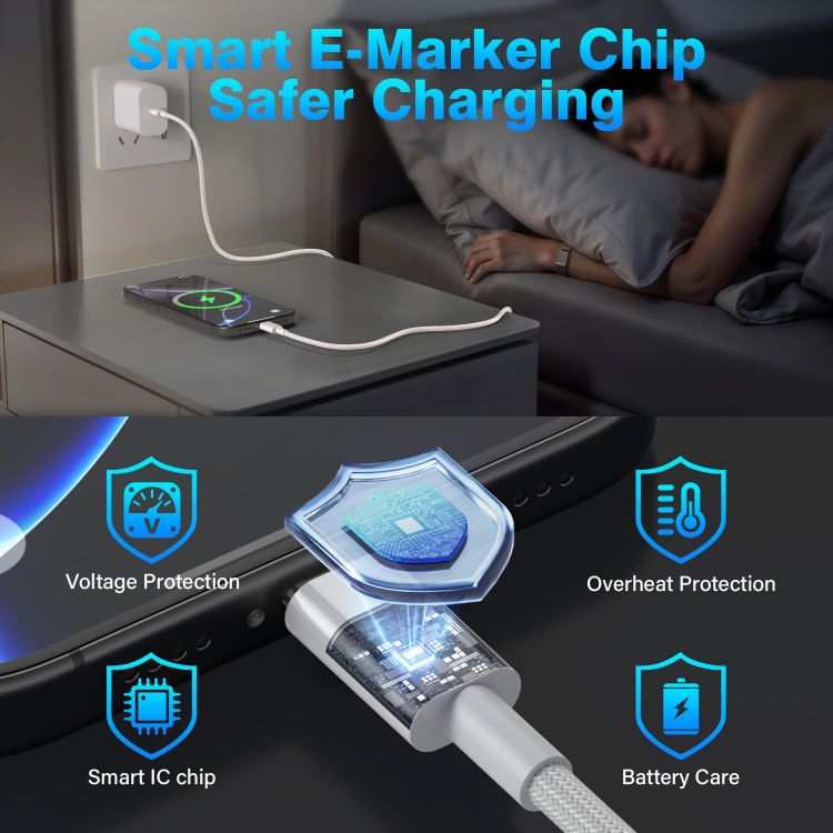 Picture of USB C to USB C Charger Cable, 2M 60W Type C Cable Lead Fast Charging, Phone Charger USB C iPhone Cable for Apple iPhone 17 16 15 Series MacBook iPad Pro/Air Samsung Galaxy S26/S25 Google Pixel 2Pack
