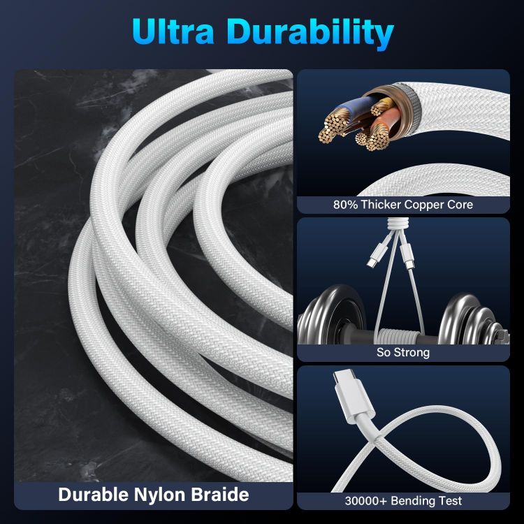 Picture of USB C to USB C Charger Cable, 2M 60W Type C Cable Lead Fast Charging, Phone Charger USB C iPhone Cable for Apple iPhone 17 16 15 Series MacBook iPad Pro/Air Samsung Galaxy S26/S25 Google Pixel 2Pack