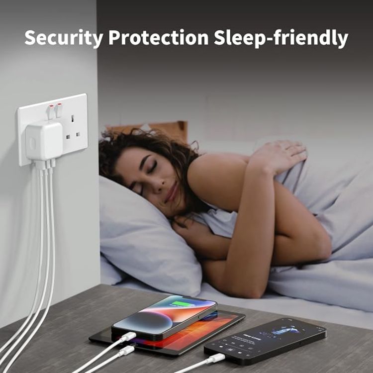 Picture of USB Plug, Multi USB Charger 5V 3A for iPhone X XR XS 8 7 6 6S Plus 5 5S 5C SE 14 14 Plus 14 Pro Max 13 12 11, Pad, UK Multiple Wall Charging Adapter Multiport Mains Power Adaptor