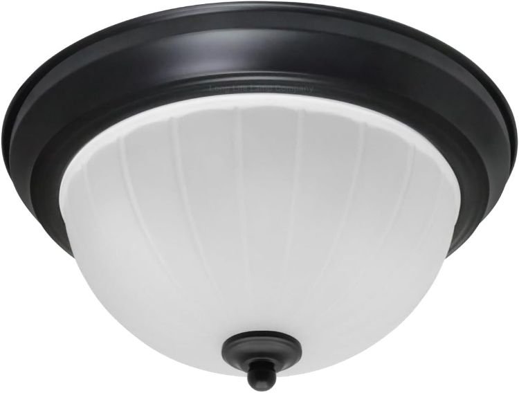 Picture of Long Life Lamp Company Flush Mounted Brass Ceiling Light Frosted Glass Dome Shade Metal Surround IP44 Bathroom, Home