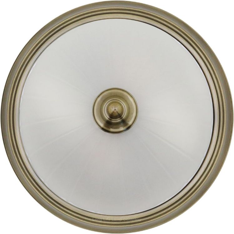Picture of Long Life Lamp Company Flush Mounted Brass Ceiling Light Frosted Glass Dome Shade Metal Surround IP44 Bathroom, Home