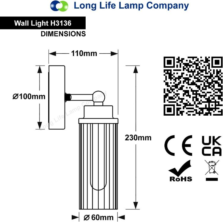 Picture of Twin Ribbed Glass Bathroom Wall Light Polished Chrome Slim Side Mirror Lights IP44