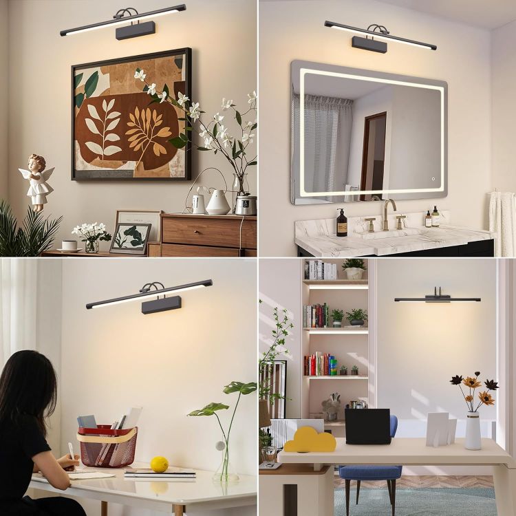 Picture of LED Bathroom Wall Light Black LED Picture Lights for Wall with Switch 60CM | Bathroom Mirror Light, 270° Adjustable, 800Lumen Waterproof, 3 Color Temperature, Vanity Lights, Hardwired