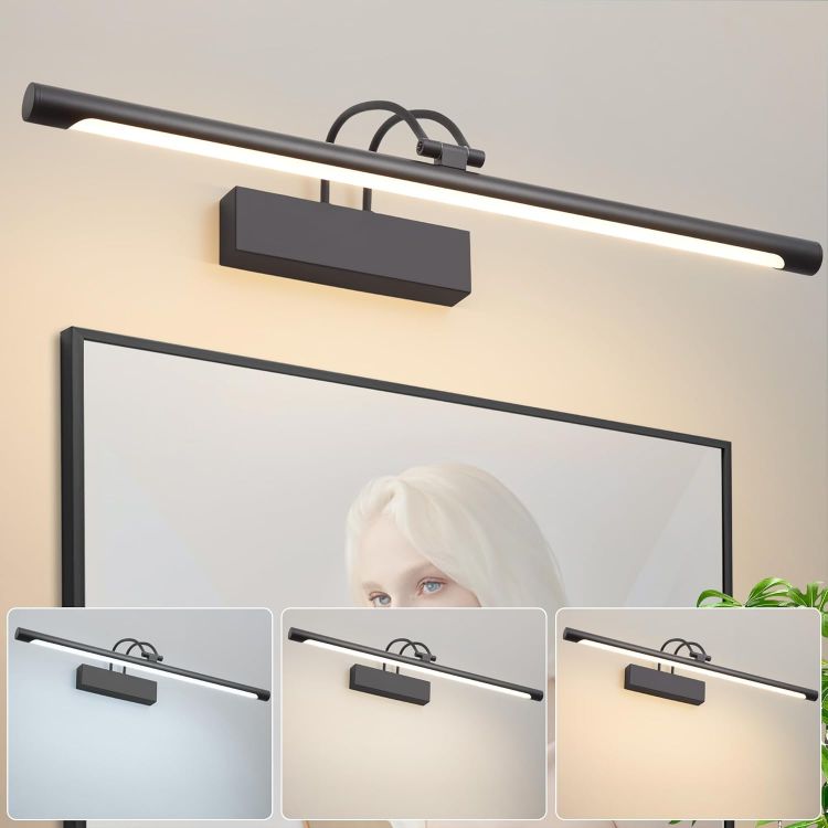 Picture of LED Bathroom Wall Light Black LED Picture Lights for Wall with Switch 60CM | Bathroom Mirror Light, 270° Adjustable, 800Lumen Waterproof, 3 Color Temperature, Vanity Lights, Hardwired