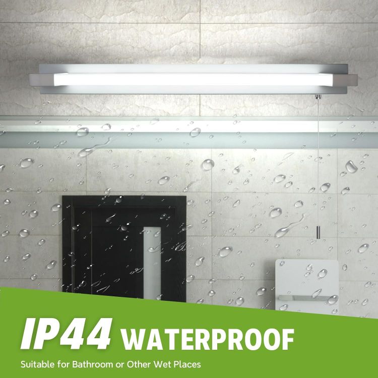 Picture of Luxvista LED Bathroom Mirror Light with Pull Cord Switch 7W, IP44 Waterproof Bathroom Wall Light with Pull Cord, Wall Light Over Mirror Lamp for Shaving and Makeup, Cool White 6000K