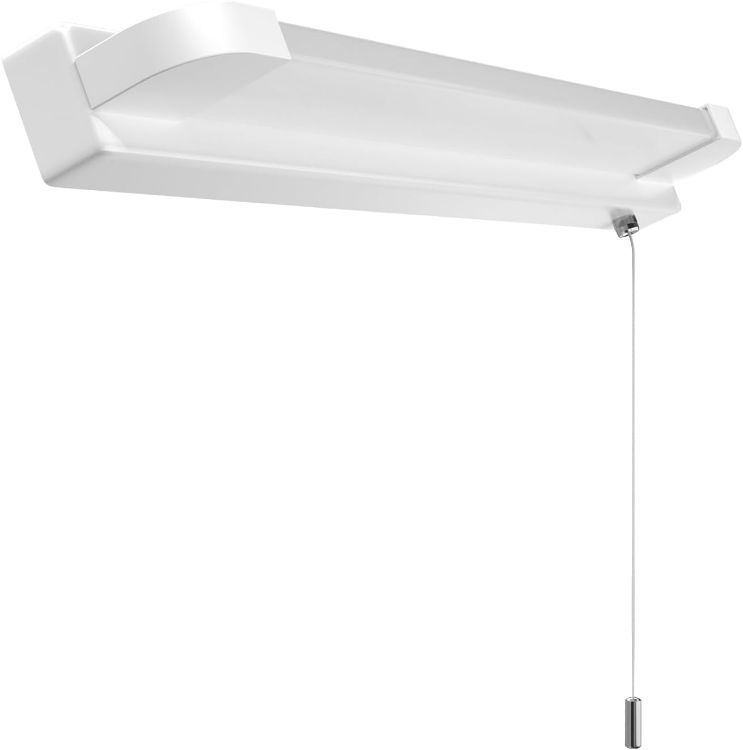 Picture of Luxvista LED Bathroom Mirror Light with Pull Cord Switch 7W, IP44 Waterproof Bathroom Wall Light with Pull Cord, Wall Light Over Mirror Lamp for Shaving and Makeup, Cool White 6000K