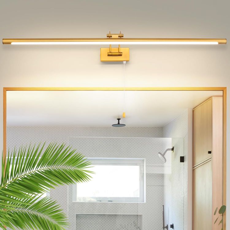 Picture of MantoLite LED Modern Bathroom Vanity Light Fixture Matte Black 90CM 16W Cabinet Over Mirror Light, Indoor Lighting Wall Light with Ajustable Arm for Hotel Bedside 3000K Picture Lights