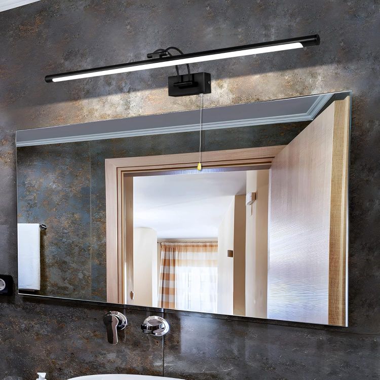 Picture of MantoLite LED Modern Bathroom Vanity Light Fixture Matte Black 90CM 16W Cabinet Over Mirror Light, Indoor Lighting Wall Light with Ajustable Arm for Hotel Bedside 3000K Picture Lights