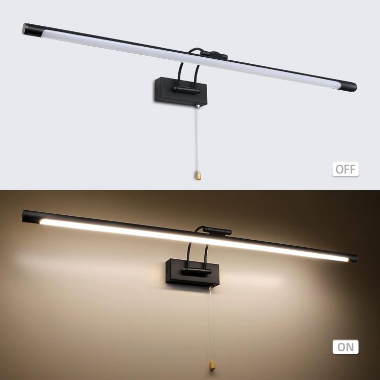 Picture of MantoLite LED Modern Bathroom Vanity Light Fixture Matte Black 90CM 16W Cabinet Over Mirror Light, Indoor Lighting Wall Light with Ajustable Arm for Hotel Bedside 3000K Picture Lights