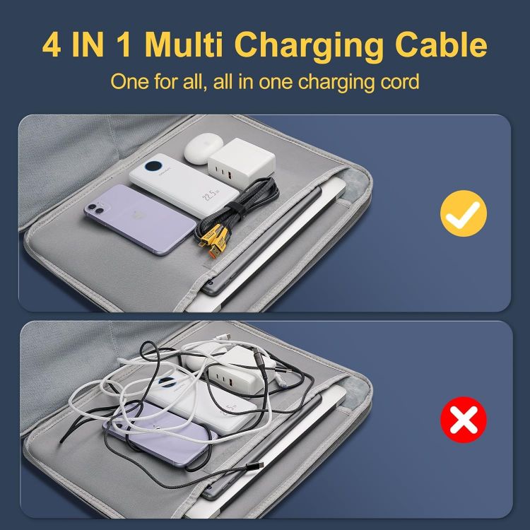 Picture of NOHON 4 in 1 Multi Charger Cable: 4FT/1.2M Multiple Fast Charging Cable with USB A/USB C to Type C [65W] /PD [27W] Nylon Braided Charger Cord Compatible with iPhone Android Samsung Galaxy iPad MacBook