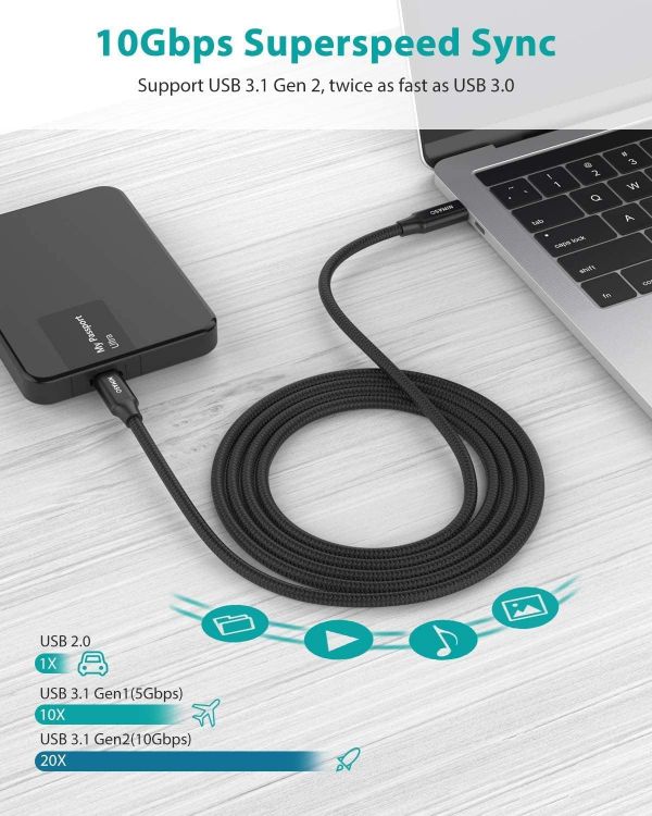 Picture of USB C to USB C 3.1 Gen2 Cable 1M, NIMASO PD 100W USB Type C to C Fast Charge Data Cable 4K Video Output for iPhone 15/15Pro,Macbook,iPad Pro,iPad mini 6,Samsung Galaxy S23/S22,HUAWEI MateBook