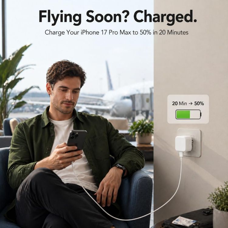 Picture of 45W Charger Plug For Sony Xperia 10 VI Dual PD Port USB C Foldable GaN Turbo Fast Charger Travel Friendly Universal Compact Power Adapter Plug