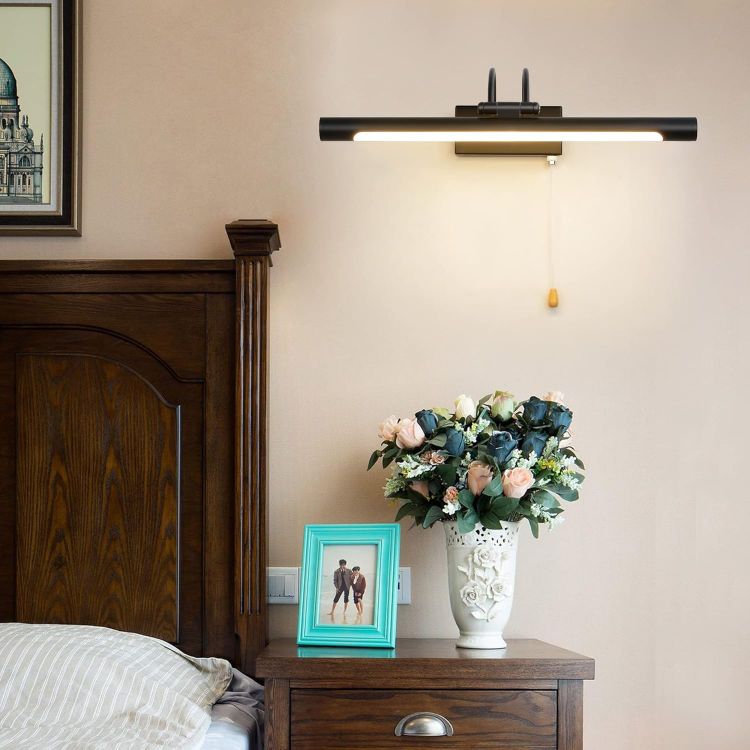 Picture of Black 8W Picture Lights for Wall Bathroom Mirror Light Bathroom Wall Light with Pull Cord 3000K IP44 for Living Room Bathroom Hotel Restaurant [Energy Class F]