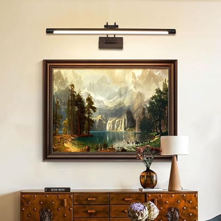 Picture of LED Picture Lights for Wall Black Bathroom Wall Light 40CM 8W 3CCT Vanity Lighting, 170° Adjustable Black Wall Lamp for Mirror Cabinet | No Scale Dimmable LED Picture Light with Rotating Lamp Head, Arc Wall Light Mirror Lighting Lamp [Energy Class F]