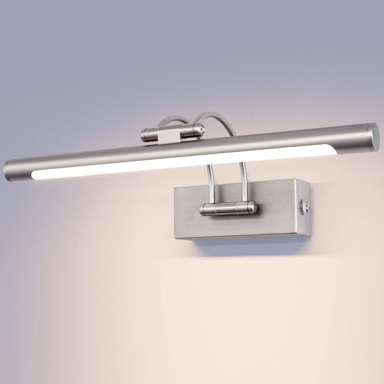 Picture of Bathroom Wall Light 40CM LED Bathroom Over Mirror Light with Switch,180° Adjustable Picture Lights IP44 Wall Lamp 8W Aluminum for Hotel Shaver Make Up Wall Scones(Matte Nickel) [Energy Class F]