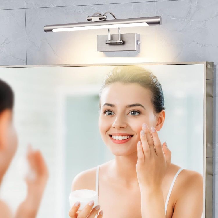Picture of Bathroom Wall Light 40CM LED Bathroom Over Mirror Light with Switch,180° Adjustable Picture Lights IP44 Wall Lamp 8W Aluminum for Hotel Shaver Make Up Wall Scones(Matte Nickel) [Energy Class F]