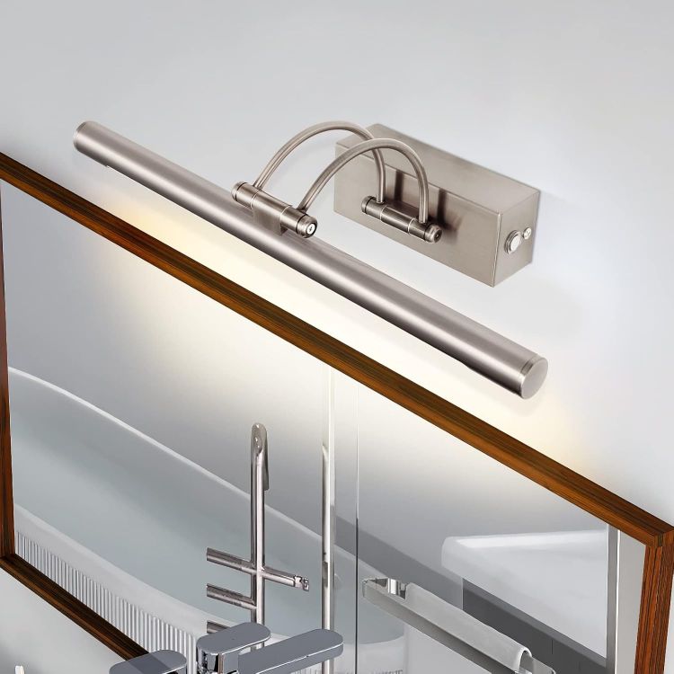 Picture of Bathroom Wall Light 40CM LED Bathroom Over Mirror Light with Switch,180° Adjustable Picture Lights IP44 Wall Lamp 8W Aluminum for Hotel Shaver Make Up Wall Scones(Matte Nickel) [Energy Class F]