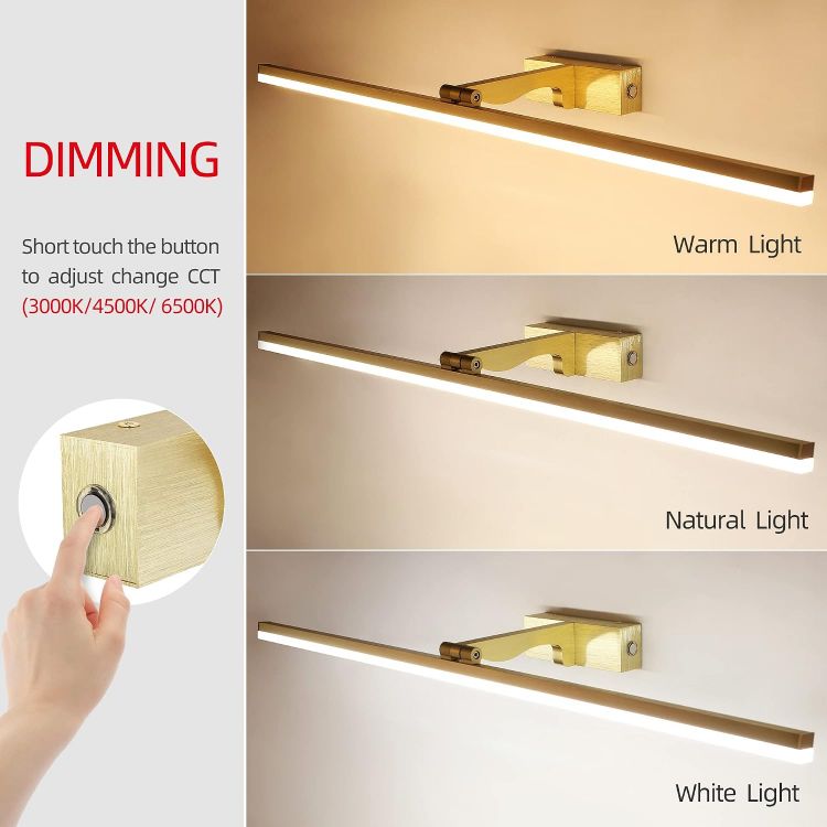 Picture of MantoLite Dimmable LED Picture Lights 80CM Bathroom Vanity Light Fixture Ajustable Gold Indoor Lighting Wall Sconce Hotel Bedside 3000K/4500K/6000K Reading Lamp Display Lamps 16W [Energy Class F]