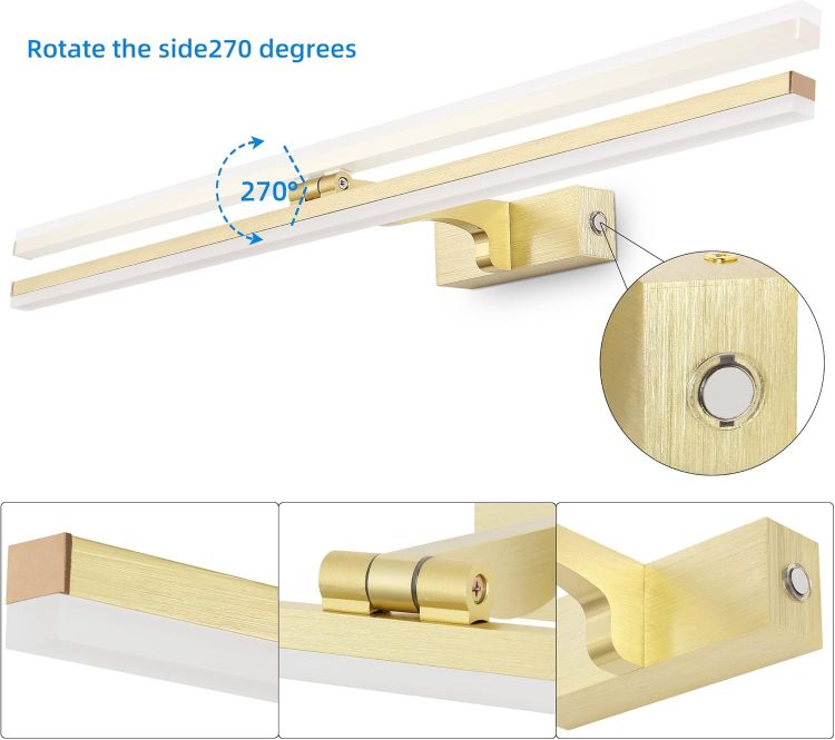 Picture of MantoLite Dimmable LED Picture Lights 80CM Bathroom Vanity Light Fixture Ajustable Gold Indoor Lighting Wall Sconce Hotel Bedside 3000K/4500K/6000K Reading Lamp Display Lamps 16W [Energy Class F]