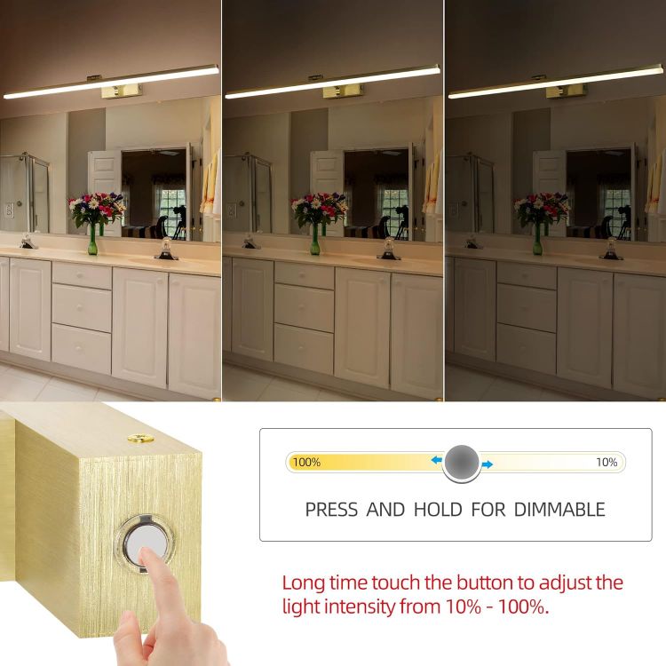 Picture of MantoLite Dimmable LED Picture Lights 80CM Bathroom Vanity Light Fixture Ajustable Gold Indoor Lighting Wall Sconce Hotel Bedside 3000K/4500K/6000K Reading Lamp Display Lamps 16W [Energy Class F]