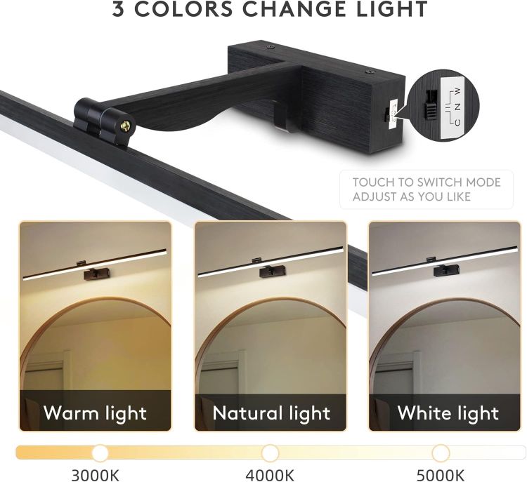 Picture of MantoLite Wall Lights 3 Color Temperatures Picture Lights 80CM Long LED Wall Lights for Pictures Bathroom Mirror Light Frames&Art Painting IP44 Over Mirror Lamp 16W [Energy Class F]