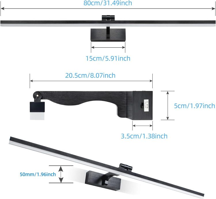 Picture of MantoLite Wall Lights 3 Color Temperatures Picture Lights 80CM Long LED Wall Lights for Pictures Bathroom Mirror Light Frames&Art Painting IP44 Over Mirror Lamp 16W [Energy Class F]