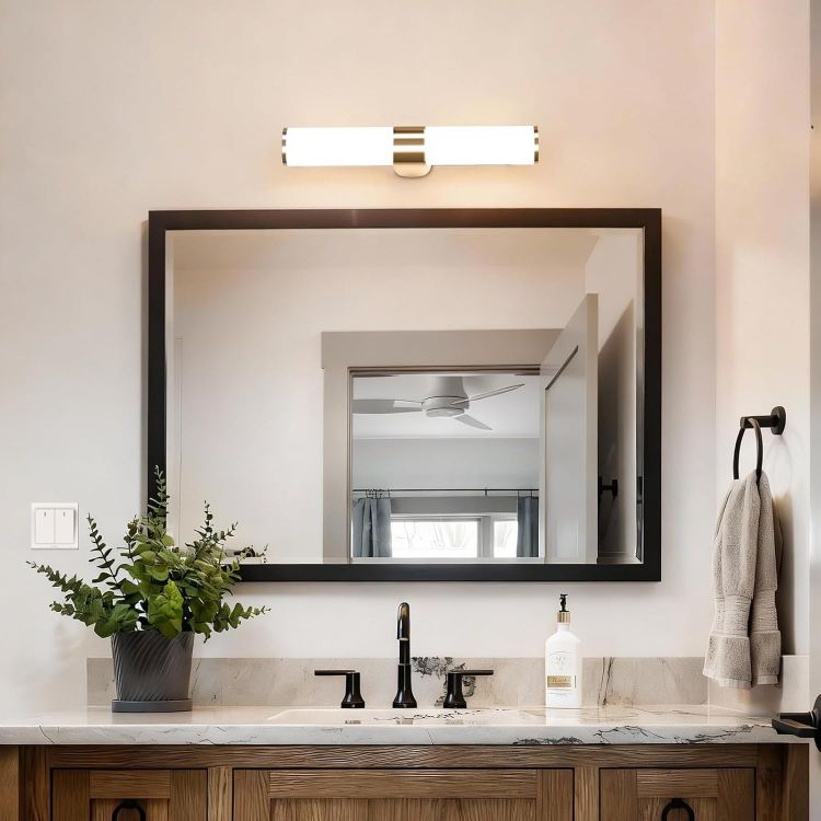 Picture of LED Bathroom Over Mirror Light, Length 40CM Bathroom Wall Mounted Vanity Light for Mirror, IP44 Waterproof, Silver Chrome Lamp, 8W 800Lm Not Dimmable, 3 Levels Optional Lighting Colors [Energy Class F]
