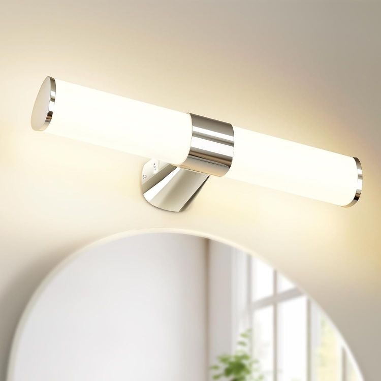 Picture of LED Bathroom Over Mirror Light, Length 40CM Bathroom Wall Mounted Vanity Light for Mirror, IP44 Waterproof, Silver Chrome Lamp, 8W 800Lm Not Dimmable, 3 Levels Optional Lighting Colors [Energy Class F]
