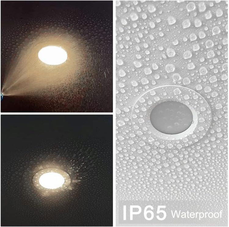 Picture of Recessed LED Ceiling Light, IP65 Soffit Bathroom Lights, 7W Waterproof Spotlights Downlight for Bathroom Shower Kitchen, Cut Φ70-90mm Hole, 6 Pack  [6000K Cool White] [Energy Class E]