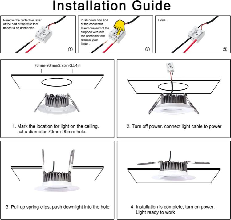 Picture of Recessed LED Ceiling Light, IP65 Soffit Bathroom Lights Ceiling, 7W LED Waterproof Spotlights Downlight for Bathroom Shower Kitchen, Cut Φ70-90mm Hole, 6 Pack [3000K Warm White] [Energy Class E]