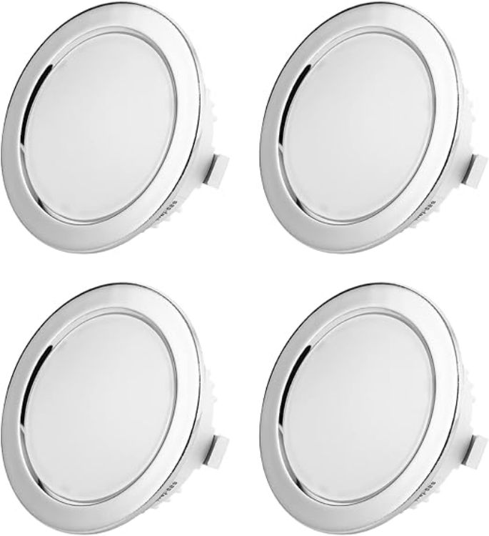 Picture of sweet-led 1 - 4 Pack, 3.5 W LED, G4 230 V IP44, Flat Furniture Light, Recessed Furniture Light, Bathroom Light, Recessed Spotlight, Ultra Flat Mini Wet Room (4 Warm White/Gold) [Energy Class G]