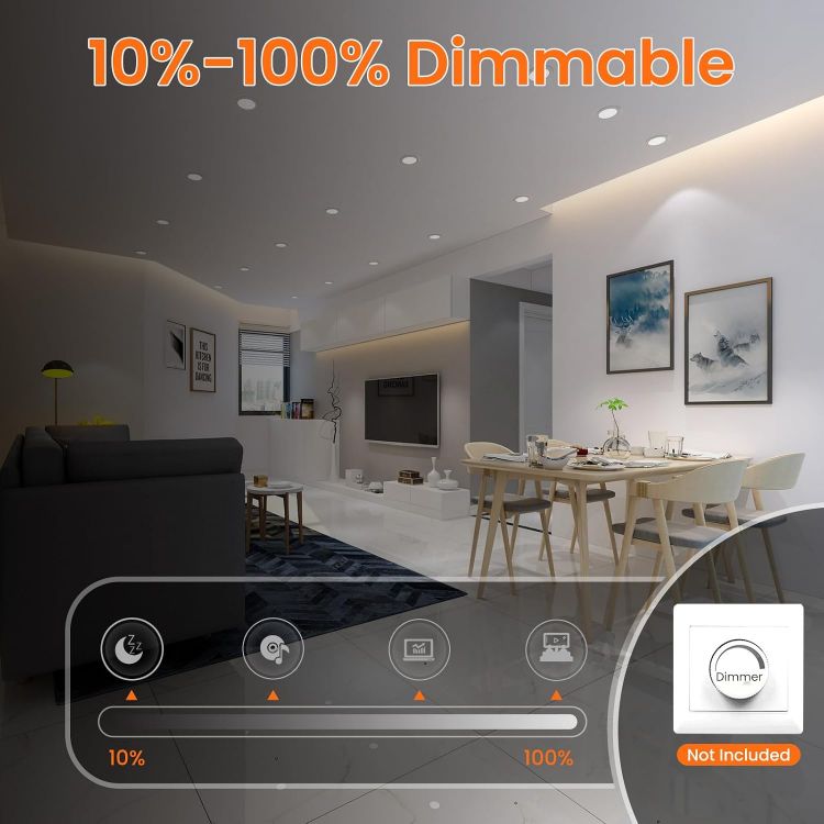 Picture of ALUSSO LIGHTING 6 Pack LED Downlights, LED Recessed Ceiling Lights 4W 310LM 230V, 55-68mm Cutout Dimmable,3CCT 3000K 4000K 6500K Adjustable, IP44 Suitable for Bathroom Living Room Kitchen,Nickel [Energy Class F]