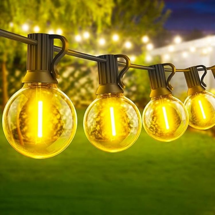Picture of 20M/65Ft Outdoor String Lights Mains Powered, LED Garden Lights, Waterproof Festoon Lights Outdoor, Warm White Outside Lights for Garden, Yard, Wedding, Terrace, Party, Patio [Energy Class E]