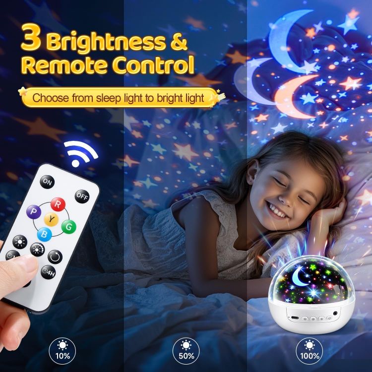 Picture of Night Light Projector 93 Lighting Mode,Baby Toys Gift Dimmable+Timer+Remote | 360°Rotate Sensory Lights,3Films-Star Moon,Dinosaur,Ocean,Exquisite Package Baby Boy Girl Gifts,Sensory Toys for Autism Kids [Energy Class G]