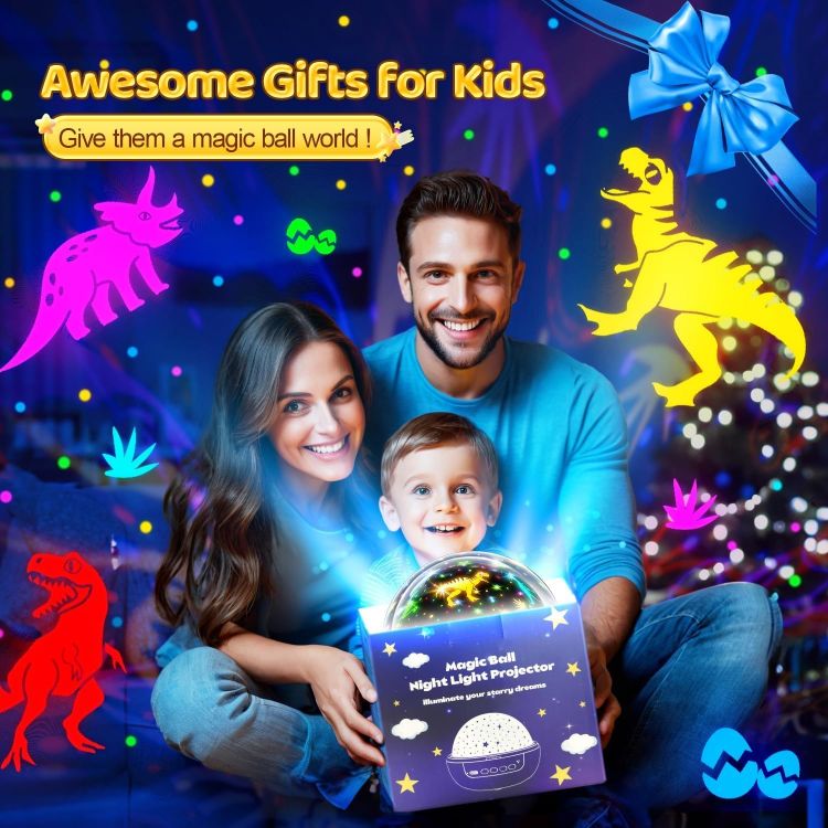 Picture of Night Light Projector 93 Lighting Mode,Baby Toys Gift Dimmable+Timer+Remote | 360°Rotate Sensory Lights,3Films-Star Moon,Dinosaur,Ocean,Exquisite Package Baby Boy Girl Gifts,Sensory Toys for Autism Kids [Energy Class G]