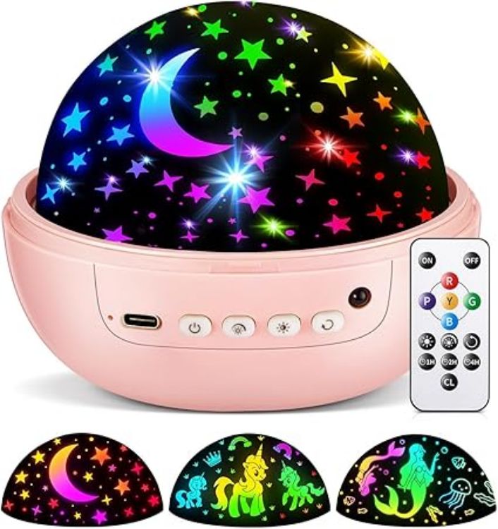 Picture of Night Light Projector 93 Lighting Mode,Baby Toys Gift Dimmable+Timer+Remote | 360°Rotate Sensory Lights,3Films-Star Moon,Dinosaur,Ocean,Exquisite Package Baby Boy Girl Gifts,Sensory Toys for Autism Kids [Energy Class G]