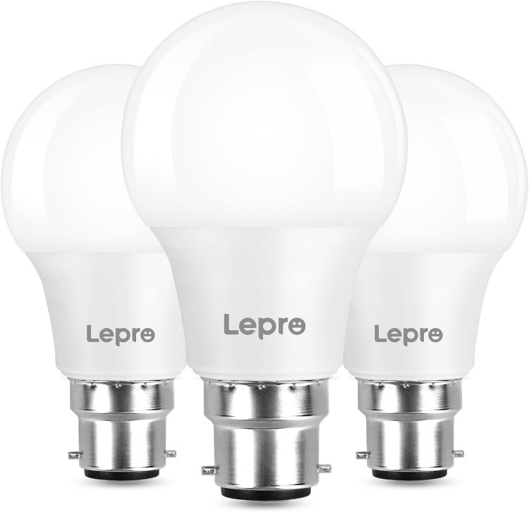 Picture of Lepro Bayonet Light Bulb, 8.5W=60W, 806lm, Warm White 2700K, Pack of 3 | B22 LED Bulb, BC A60 GLS Save 86% Energy Lightbulbs, No Flicker, Non-dimmable [Energy Class F]