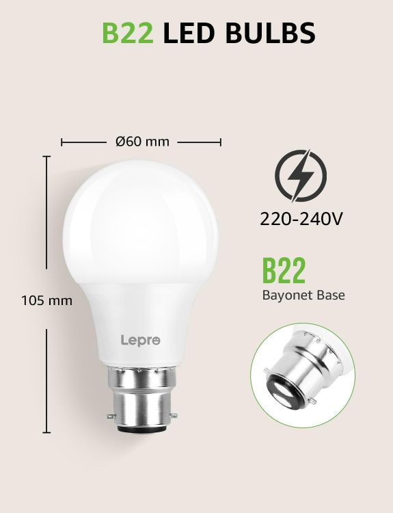 Picture of Lepro Bayonet Light Bulb, 8.5W=60W, 806lm, Warm White 2700K, Pack of 3 | B22 LED Bulb, BC A60 GLS Save 86% Energy Lightbulbs, No Flicker, Non-dimmable [Energy Class F]