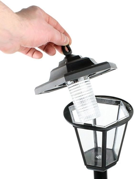 Picture of LED Solar Garden Lamp Post Lights Outdoor Pathway Lantern Black Pack of 2