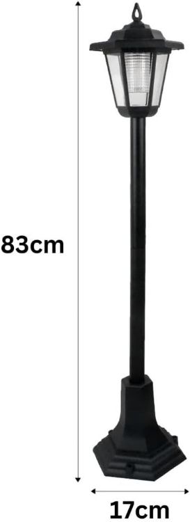 Picture of LED Solar Garden Lamp Post Lights Outdoor Pathway Lantern Black Pack of 2