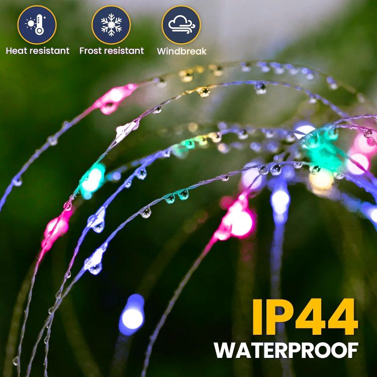 Picture of Solar Lights Outdoor Garden, 120LED 4Pack Solar Starburst Light Waterproof, Solar Firework Lights Decorative, DIY Fun for Yard Lawn Party Patio Wedding Decor(Colorful)