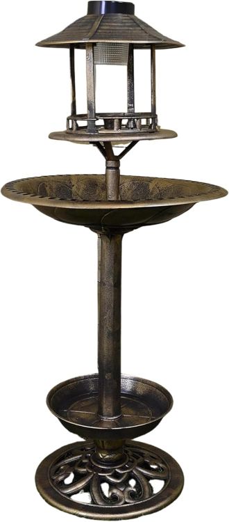 Picture of NEW 3 in 1 Bird Bath with Solar Light and Planter Garden Summer Birds Water