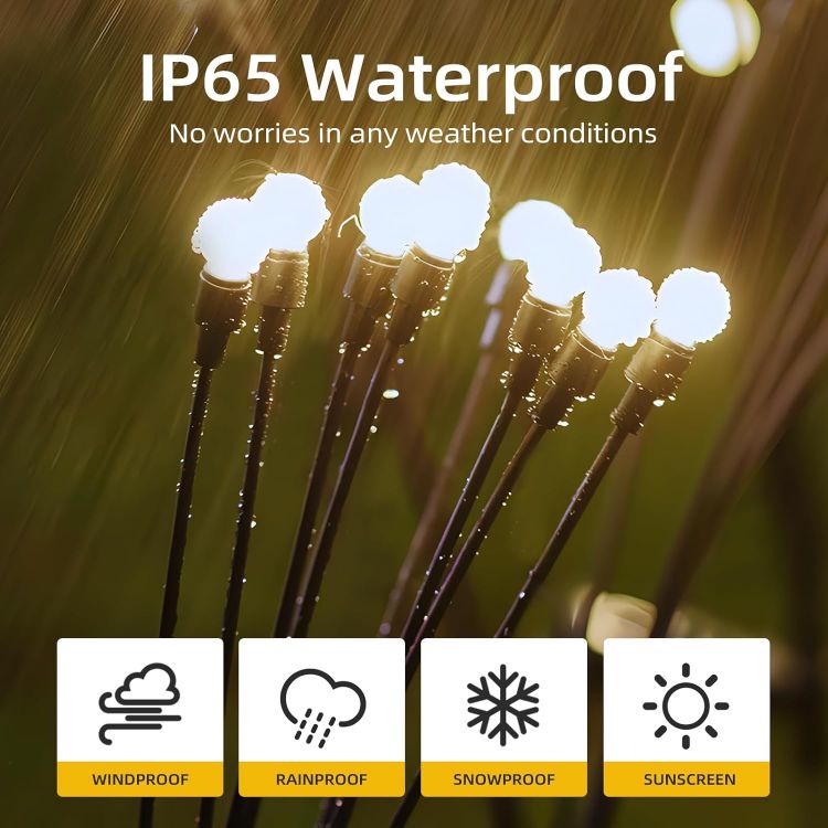 Picture of Solar Lights Outdoor Waterproof, Swaying Solar Garden Firefly Decorative Yard,Firefly Garden Lights Outdoor for Path Fence 2pack [Energy Class G]
