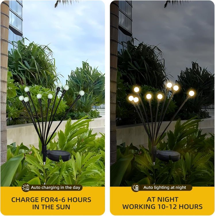 Picture of Solar Lights Outdoor Waterproof, Swaying Solar Garden Firefly Decorative Yard,Firefly Garden Lights Outdoor for Path Fence 2pack [Energy Class G]