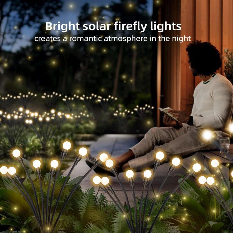 Picture of Solar Lights Outdoor Waterproof, Swaying Solar Garden Firefly Decorative Yard,Firefly Garden Lights Outdoor for Path Fence 2pack [Energy Class G]