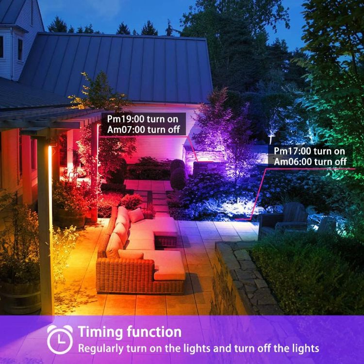 Picture of LED Floodlight Outdoor 50W, Colour Changing Flood Lights with Remote Control, Timing, 4 Modes, IP66 Waterproof, UK 3-Plug，1 Pack [Energy Class E]