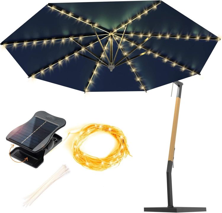 Picture of Patio Umbrella Lights Solar Powered Outdoor 8 Modes 112 LED Parasol String Light Waterproof Umbrella Pole Solar Lights for Patio Camping Tents