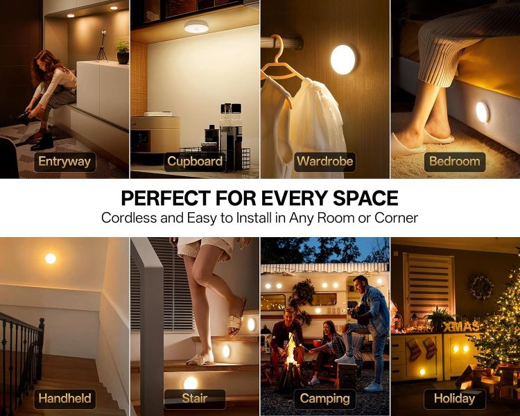 Picture of Homelist Newly Upgraded Super Bright Lights, 80LM 1500mAh Rechargeable Night Light with Remote Control for Kitchen, Wall, Stairs, Closet, Wardrobe (3 Pack)
