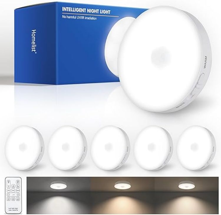 Picture of Homelist Newly Upgraded Super Bright Lights, 80LM 1500mAh Rechargeable Night Light with Remote Control for Kitchen, Wall, Stairs, Closet, Wardrobe (3 Pack)