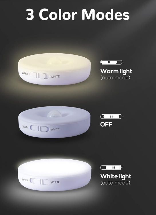 Picture of Homelist Motion Sensor Lights Indoor Rechargeable, 3 Pack Wireless Wall Night Light, LED Battery Operated Cupboard Puck Lighting for Stair, Bedroom, Bathroom, Kitchen Under Cabinet